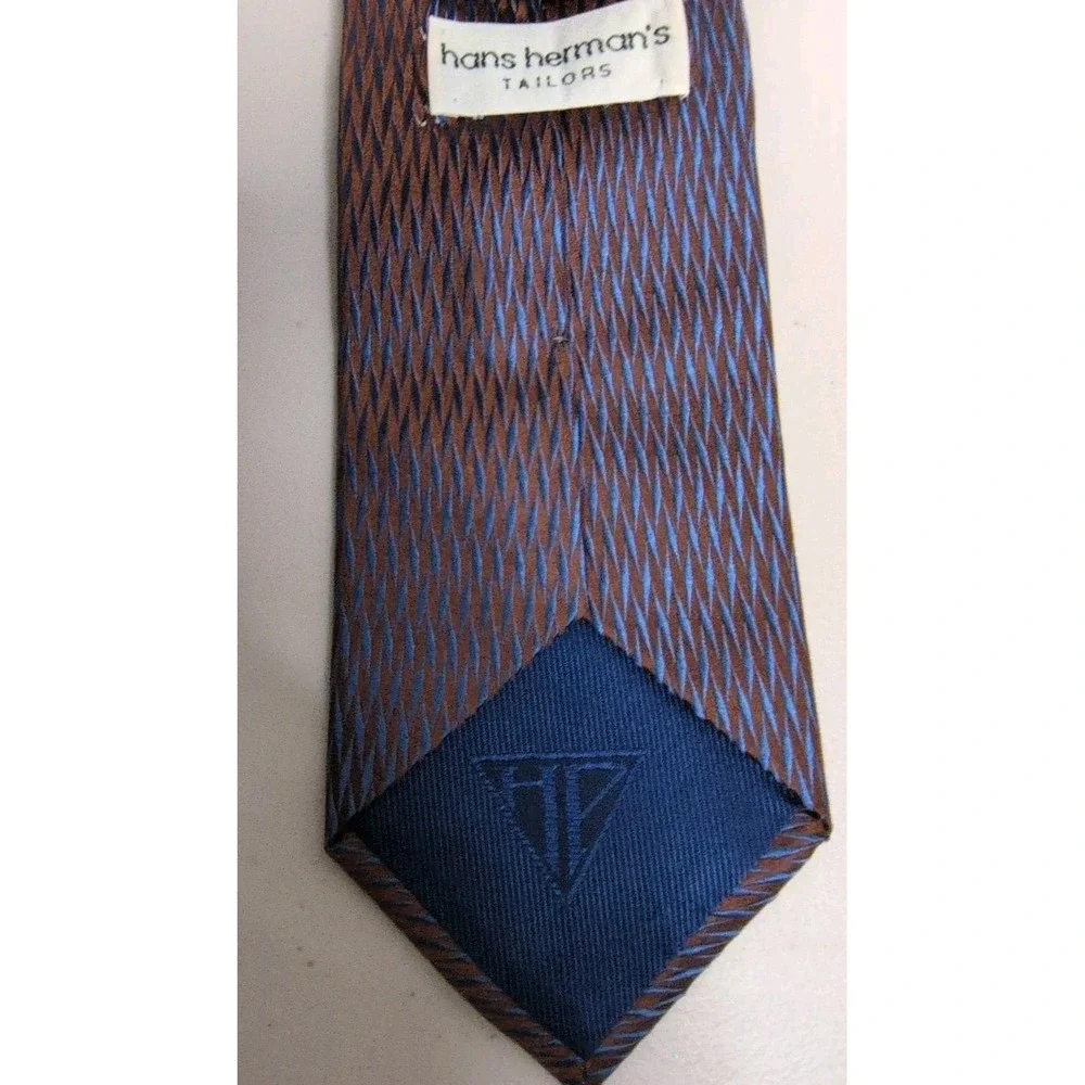 Hugh Parsons Men's Necktie 100% Silk Woven Geometric‎ Made In Italy NWT